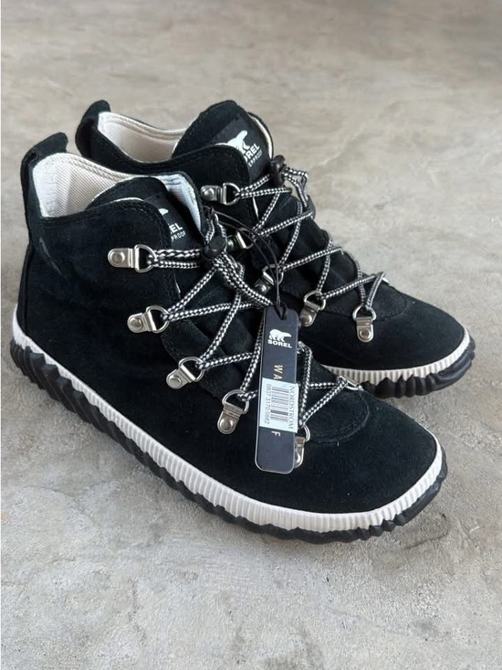 Sorel Shoes - Sorel Black Suede Men’s Lightweight Hiker Boots with White Trim